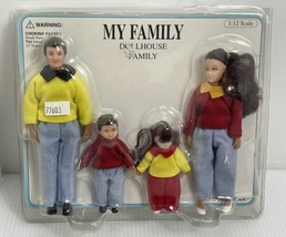 Town Square Miniatures Dollhouse Family Casual Brunette Dad Mom Girl Boy... - £21.79 GBP