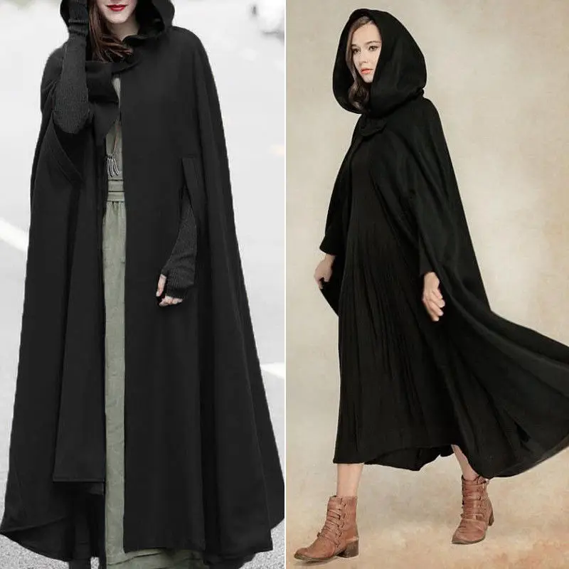Fashion  Winter Warm Long Cloak Hooded Winter Cape Coat Poncho Shawl Parka Outdo - £188.18 GBP