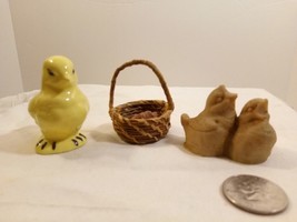 Lot of 3 Vintage Miniature Birds, Basket and Eggs Figurines - £11.52 GBP