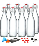 8 Pack [1 L / 33 Fl. Oz.] Swing Top Glass Bottles W/Airtight Stopper Lid... - $65.78 CAD