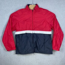 Woolrich Vintage Windbreaker Jacket Men&#39;s L Red Blue Full Zip Vented - $25.72