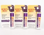 Burts Bees Rescue Lip Balm Elderberry Extremely Dry Lip Treatment Lot of 3 - $18.33