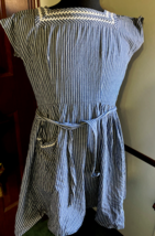 Swirl wrap dress vintage 1950s pinstripe pattern large front pocket - $54.40