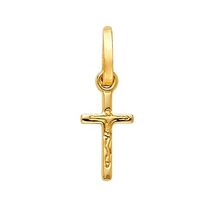 Genuine 14k Yellow Gold 0.39" Tiny Crucifix Religious Pendant For Men or... - $101.00