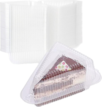 200 Pcs Cake Slice Containers with Lids Clear Plastic Hinged Cheesecake ... - £24.53 GBP
