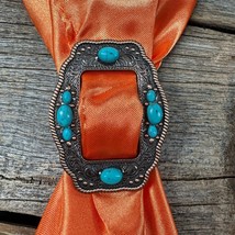 Copper with Turquoise Western Scallop  Western Scarf Slide or Tee Clip - $21.78