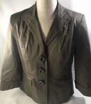 Ladies George Stretch Jacket Blazer 3/4 Sleeves Brown Mocha Taupe Button... - $21.00