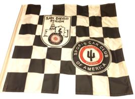 Scca Sports Car Racing Club- San Diego &amp; Arizona Region Vtg Large Checkered Flag - £53.17 GBP