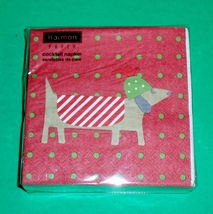 Pack of 40 Red Dachshund Dog Christmas Holiday Napkins – NIP - £5.86 GBP