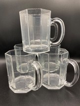 Arocroc 8x coffee mugs,octagonal clear heat proof glass. VTG France - £41.61 GBP