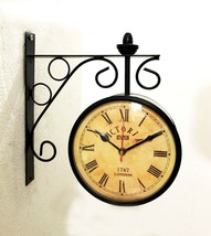 Victoria Station Double Sided Railway Black Powder Coated Clock Function... - $55.63