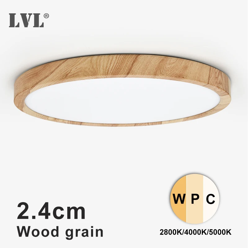 Modern LED Ceiling Light Wood Grain Golden One Light with 3 Colors Home Lighing - £16.52 GBP+