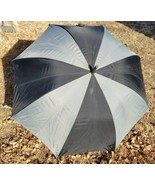 Vintage Black &amp; Grey Nylon Umbrella Acrylic Cane Handle Tip Rare Retro l... - £26.61 GBP