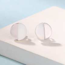 14k White Gold Finish 925 Sterling Silver MOP Stud Earrings Jewelry For ... - $975.75 MXN