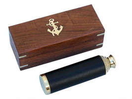 Deluxe Class Captain&#39;s Brass - Leather Spyglass Telescope 15&quot;&quot; w/ Rosewood Box - £65.41 GBP