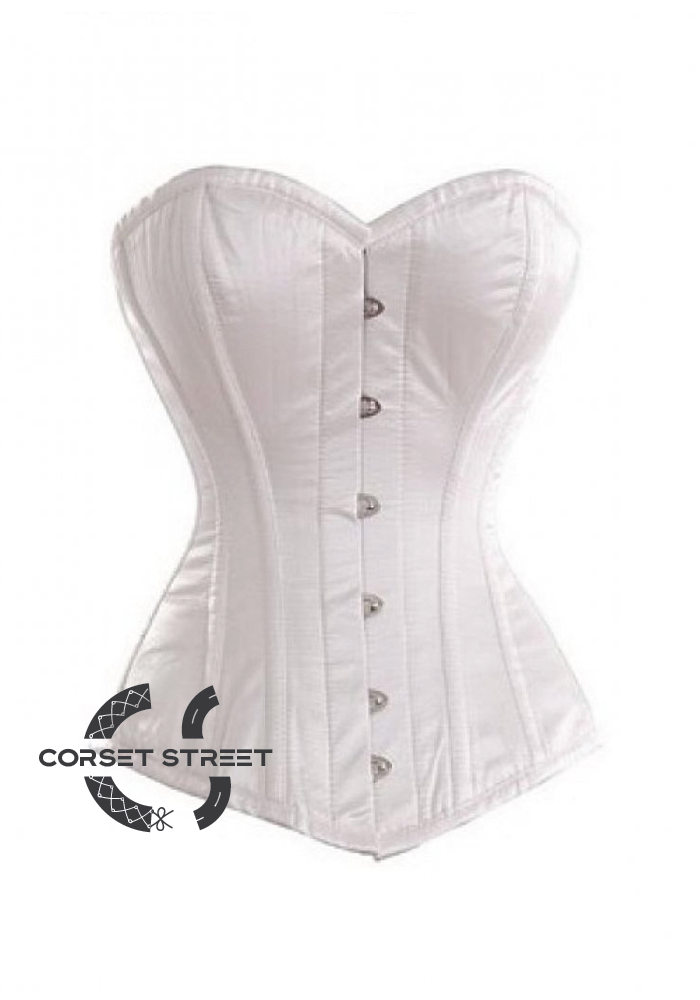 Primary image for White Satin Gothic Burlesque Bustier Waist Training Overbust Corset Costume
