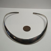 All Solid 925 Sterling Silver Modernist Choker Collar Necklace Heavy 39.8 Grams - £79.12 GBP