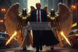 PRESIDENT DONALD TRUMP PROTECTED BY GUARDIAN ANGELS 4X6 AI PHOTO - £6.94 GBP