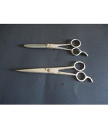 2 VTG. BARBER SHEARS 1 STRAIGHT &amp; 1 THINNING 1 - GLOBEMASTER &amp; 1 - USA - $181.34 MXN