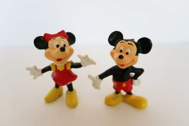 Vintage Walt Disney Productions rubber Mickey &amp; Minnie Mouse figurines - £9.38 GBP