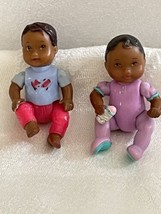 HTF Rare Fisher Price Loving Family twin time African American Baby Doll Figures - £32.11 GBP