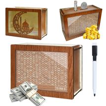 Kendyy Wooden Piggy Bank Countdown Cash Vault Brown Moon $10000 - $11.81 CAD