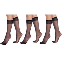 Sheer Knee High Socks for Women 15 Denier Stay up Band 3 Pairs - £7.53 GBP