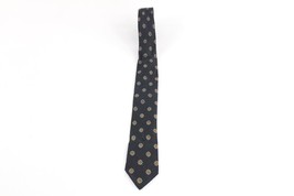 Vintage 30s 40s Rockabilly Distressed Hand Block Silk Geometric 4 Fold Neck Tie - $24.70