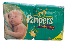 Vintage Pampers Baby Dry Diapers-Size 1 / 50 Diapers - $82.33 CAD
