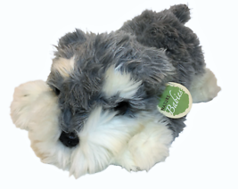 Aurora Natures Babies Schnauzer Puppy Dog Plush Grey Silver White TAG 10&quot;  - £19.88 GBP