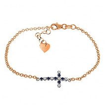 Galaxy Gold GG Sapphire Cross Bracelet with Diamond Accents in 14k Rose Gold - £469.34 GBP