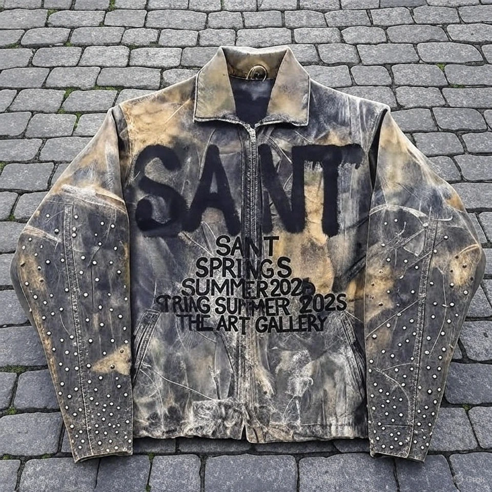 Unisex Fashion Embroidery Patch Graphics Streetwear HipHop Jacket - $130.00