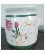 Vintage Collectible Olde Cape Cod Stoneware Hand Painted Flowers Wax Warmer - $21.49