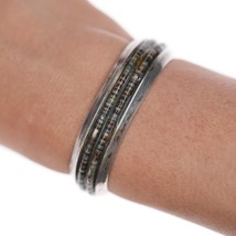 5.25&quot; Native American silver Heishi style inlaid cuff bracelet - £152.40 GBP