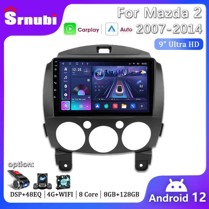 9&quot; 2 Din Android 12 Car Radio Multimedia Video Player GPS Navigation For Mazda 2 - £79.94 GBP+