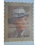 Hank Williams Sr. Fan Club 3 Award Photos 1981 VG+ Membership Sandy Allen - €25,73 EUR