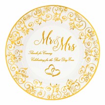Wedding Mr And Mrs Gold Plates, Gold Wedding Party Decorations Dessert, Buffet,  - £26.88 GBP