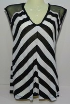 Bebe Size Small HELLO SAILOR Black White Striped New Women&#39;s Shirred Top... - £46.15 GBP