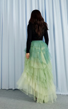 Green High-low Tiered Tulle Skirt Outfit Womens Plus Size Holiday Tulle Skirt image 6