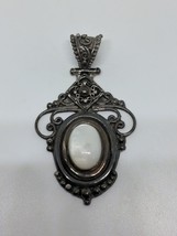 Vintage Sterling Silver 925 Indonesia BA White Stone Pendant - £47.18 GBP