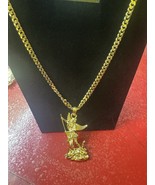 Gold Plated Saint Michael Pendant With Chain - $54.45