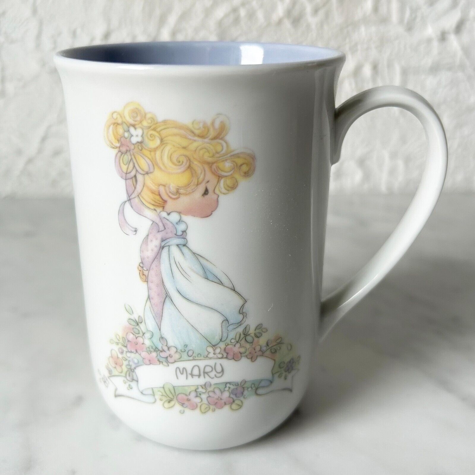 Vintage Precious Moments Personalized MARY Mug - Lavender Coffee Cup 1980s - $9.45