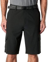 Iron Co Hybrid Cargo Shorts Mens 32 Black Belted Performance Stretch NEW - £16.90 GBP