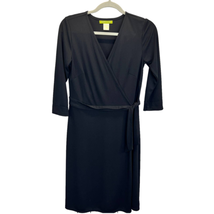 Sigrid Olsen Faux Wrap Dress Black Size S Long Sleeve V Neck Knee Length... - $24.79
