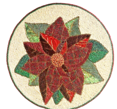 Cynthia Rowley 15&quot; Beaded Placemats Poinsettia Set Of 2 Christmas Satin ... - $68.57