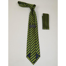 Men's Woven Tie Hankie Set J.Valintin Private Collection R57 Green Stripe image 2