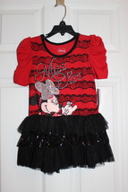 Disney Jr. Dress Sz 5 Minnie Mouse Miss Diva Short Sleeve Glitter Ruffle Blue - £15.50 GBP