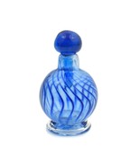 Blown Glass Perfume Bottle with Stopper Handcrafted Blue Swirls Vintage - £30.89 GBP