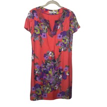 Boden Womens Floral Beaded Neckline Dress US 8 Short Sleeve Wedding Offi... - $14.84