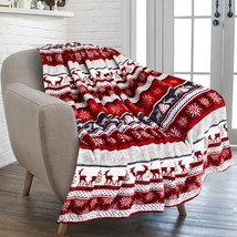 Pavilia Christmas Throw Blanket | Holiday Christmas Reindeer, Christmas Red - £25.56 GBP